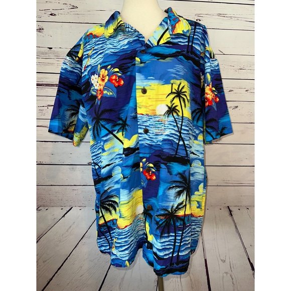 Palmwave Hawaii 2XL XXL 2X Tropical Hawaiian shirt Short Sleeve‎ Aloha Mens - Picture 1 of 9